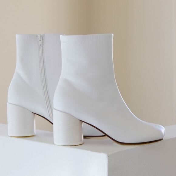 MM6 Maison Martin Margiela White Lambskin Anatomic 45 Ankle Boots 37 NIB $550 - Picture 3 of 16